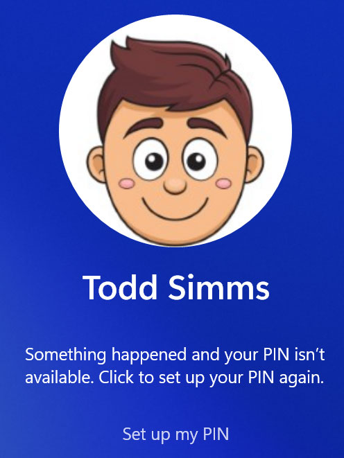 Your PIN isn't available login message
