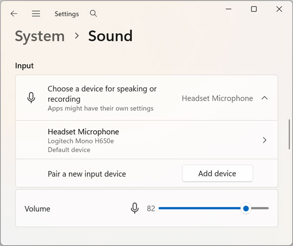 Windows sound settings