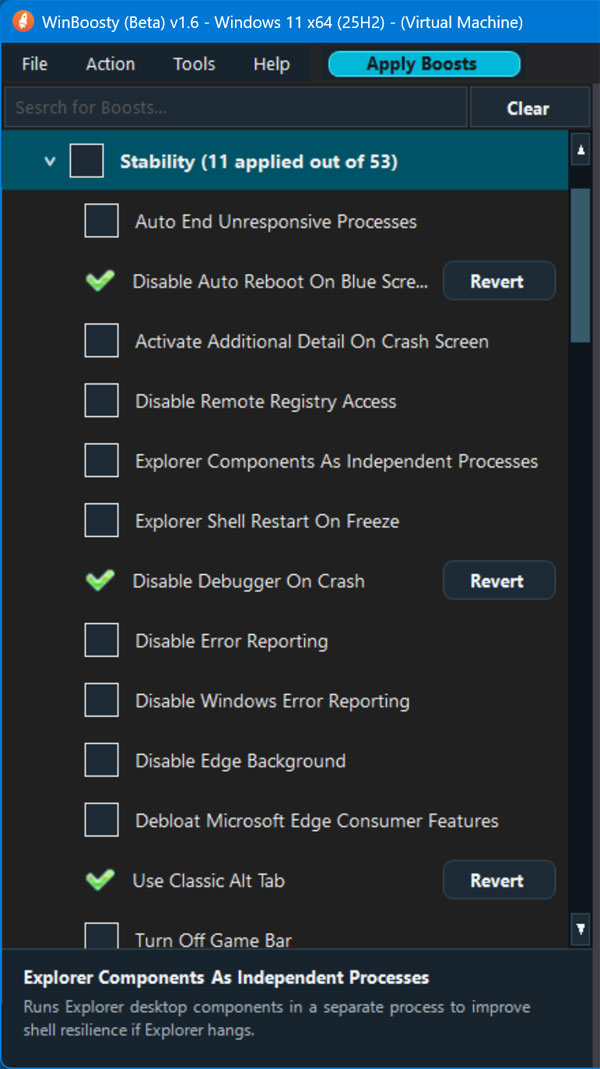 Windoboosty revert applied boosts
