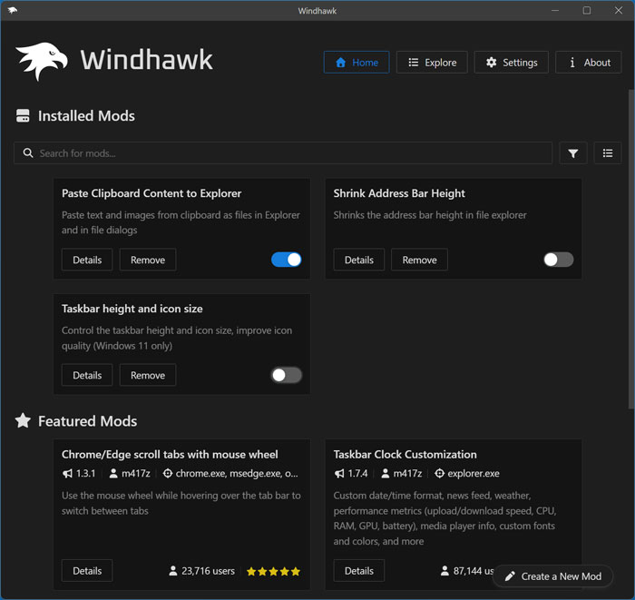 Windhawk application