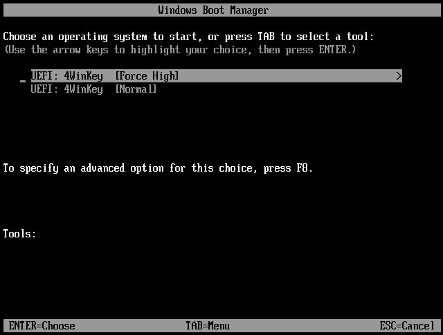 4WinKey boot menu