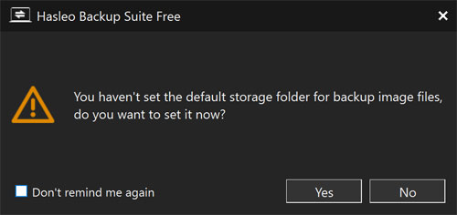 Hasleo Backup Suite startup message