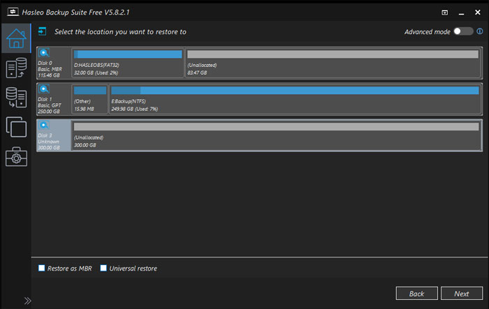System image backup restore drive