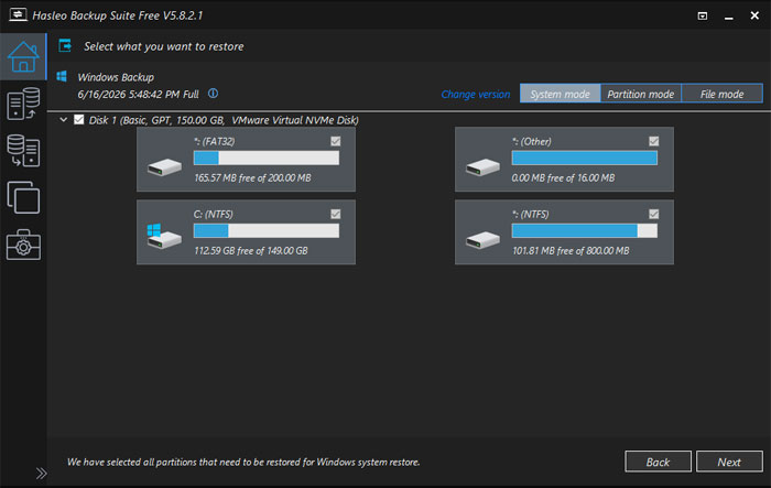 Hasleo restore backup