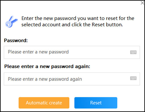 Enter new user account password