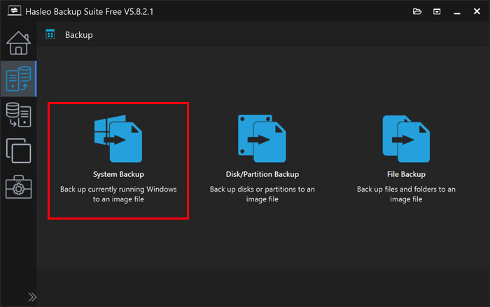 Hasleo Backup Suite Backup tab