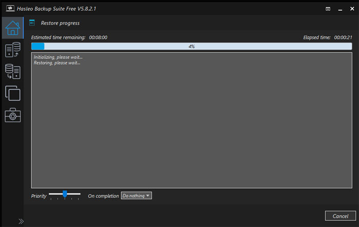 Hasleo restore process