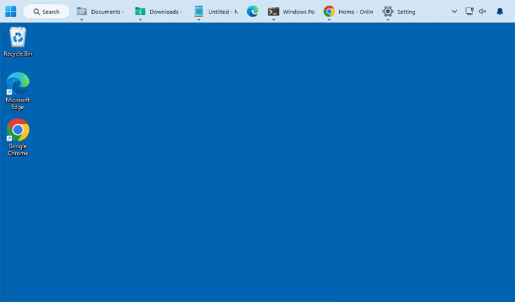 Windows 11 taskbar on the top