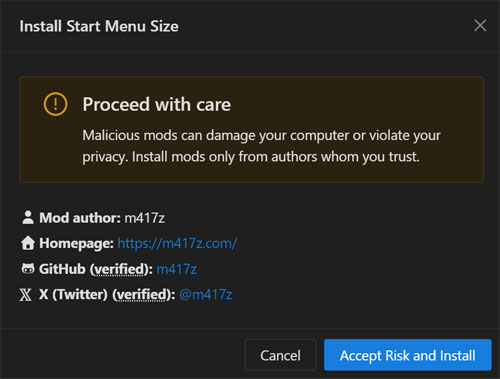 Proceed with care Windhawk warning