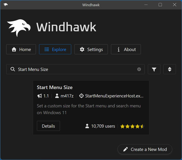 Windhawk Explore section