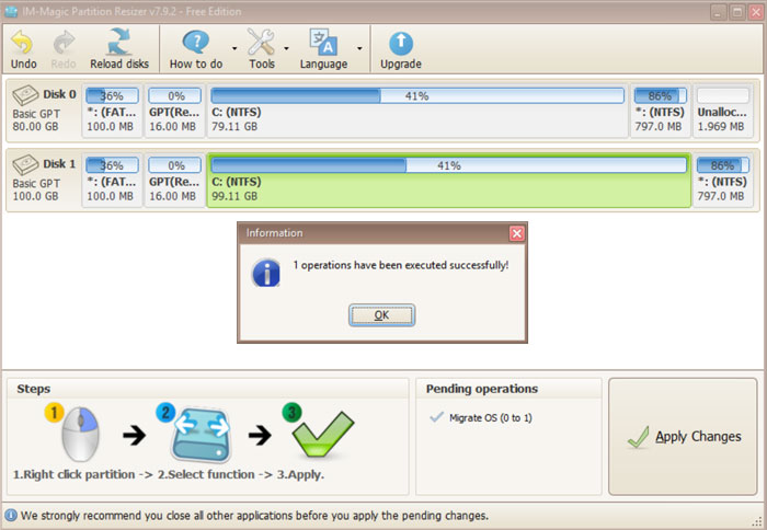 Disk cloning completed