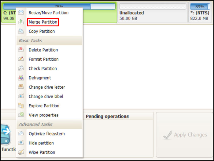 Resize partition within IM-Magic