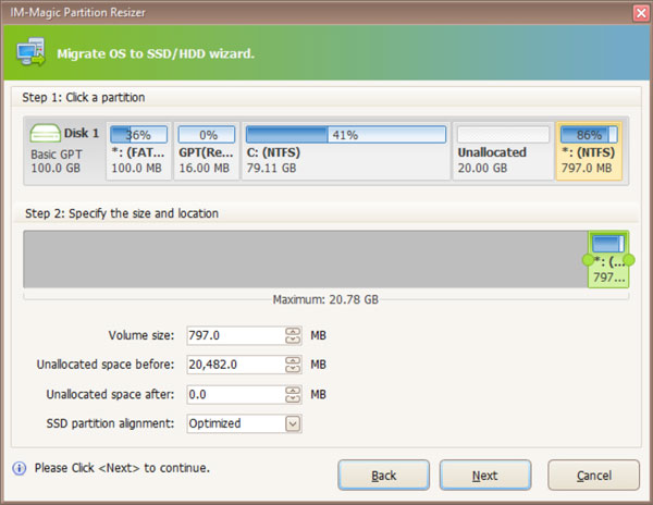 IM-Magic adjust partitions
