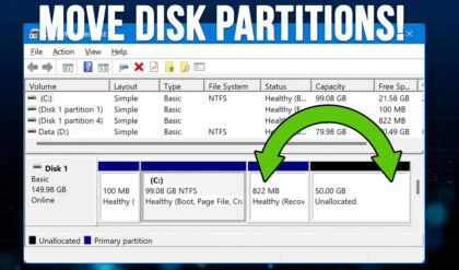 Move disk partitions in Windows to extend your volume