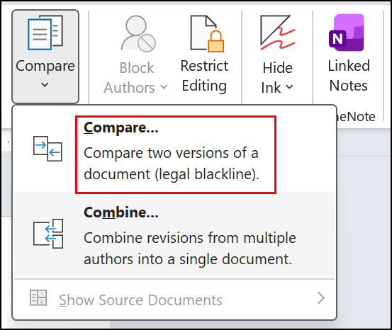 Word Document Compare Feature