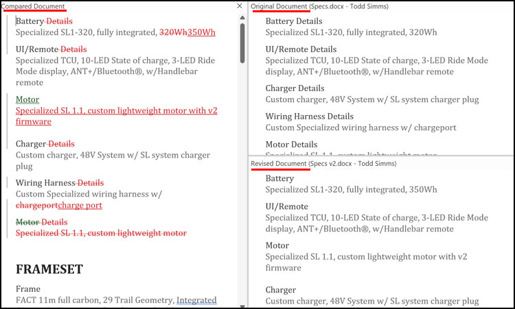 Microsoft Word compare documents