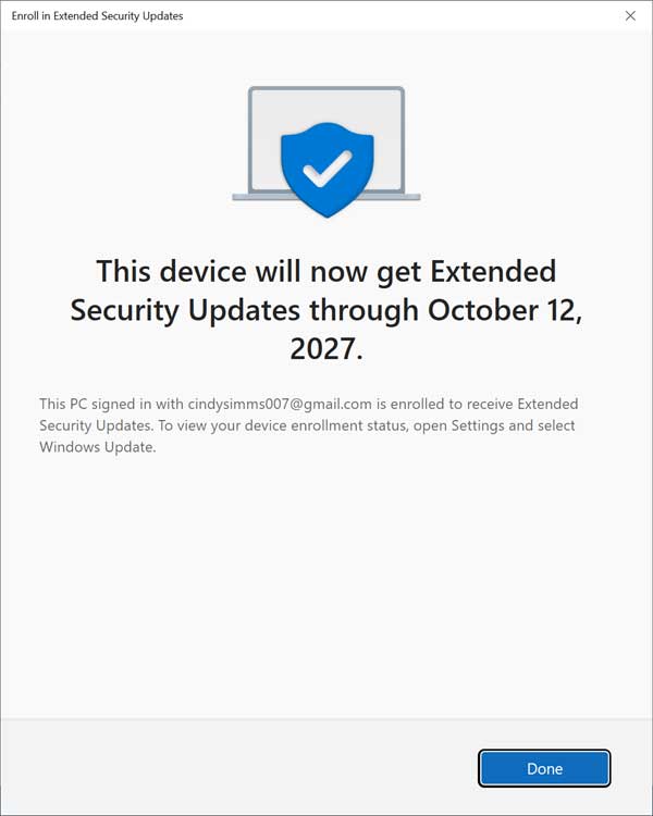 Computer enrolled in ESU program