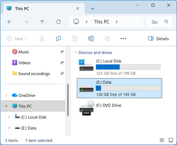 File Explorer showing all drives