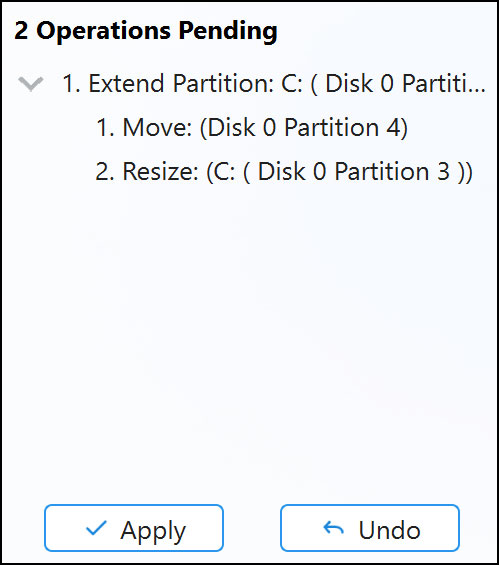 MiniTool Partition Wizard apply or undo changes