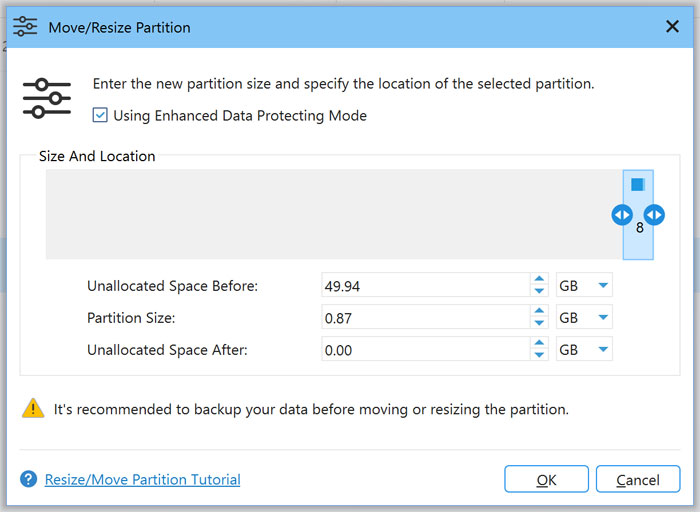 MiniTool Partition Wizard after moving partition