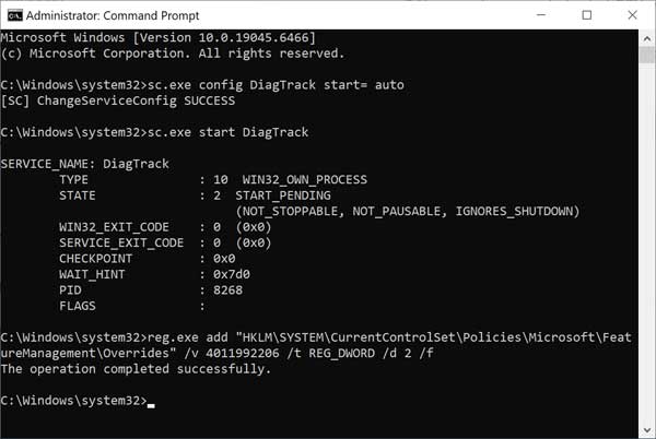 Windows 10 running command