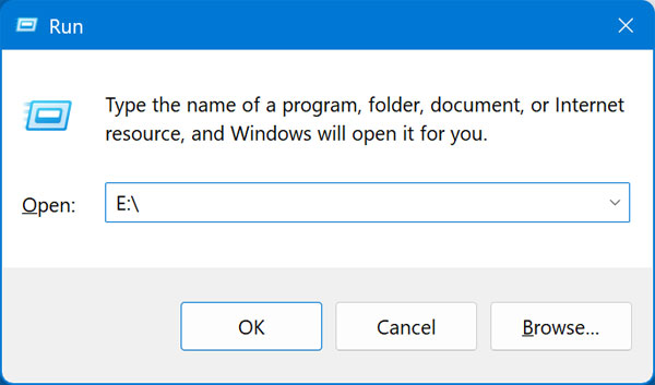 Windows Run dialog box