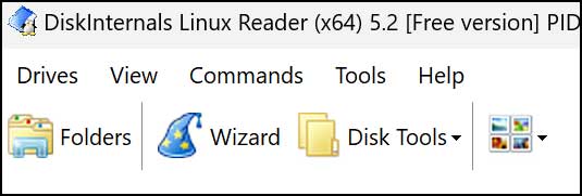 DiskInternals Linux Writer toolbar