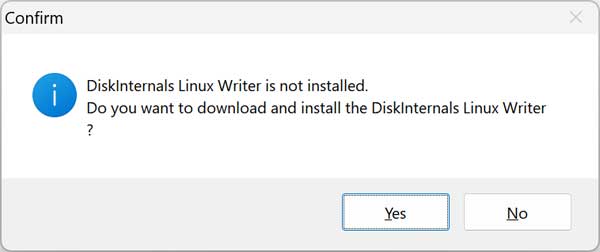 DiskInternals Linux Writer download prompt