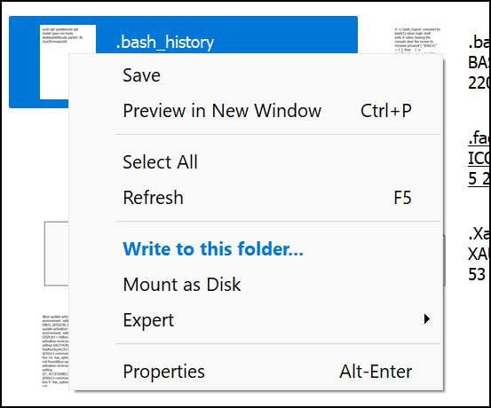 DiskInternals Linux Reader right click options