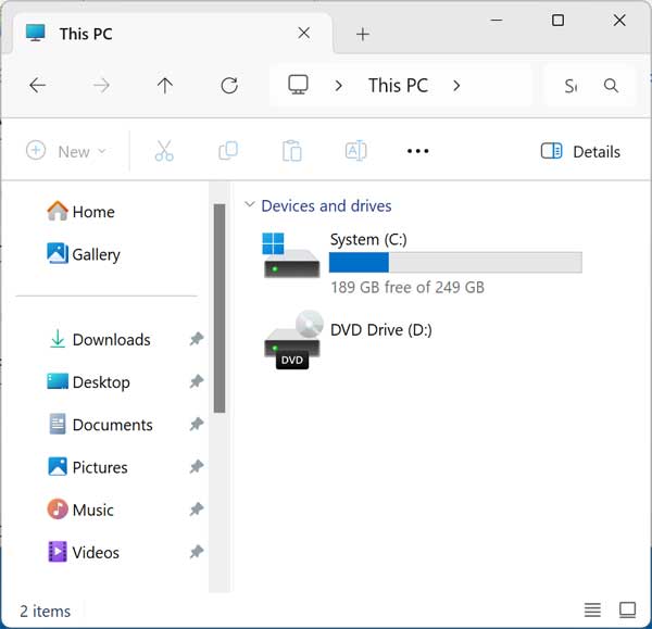 File Explorer open to This PC